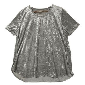 Faded Glory Crushed Velvet Womens Top Silver Whimsigoth Glam NYE Plus Sz 1X